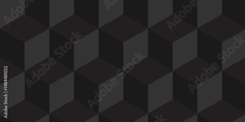 Seamless abstract black and gray background from cubes and lines. Geometric tiles and mosaic creative stylish seamless pattern block cube background. minimal hexagon Cubes mosaic shape vector design