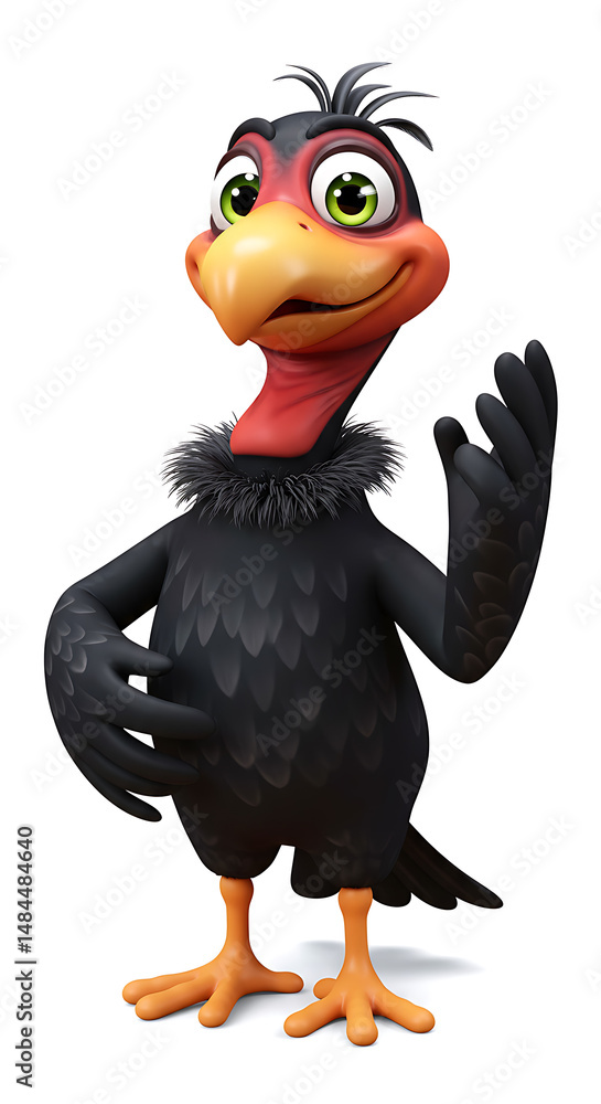 Fototapeta premium Cartoon vulture with waving hand