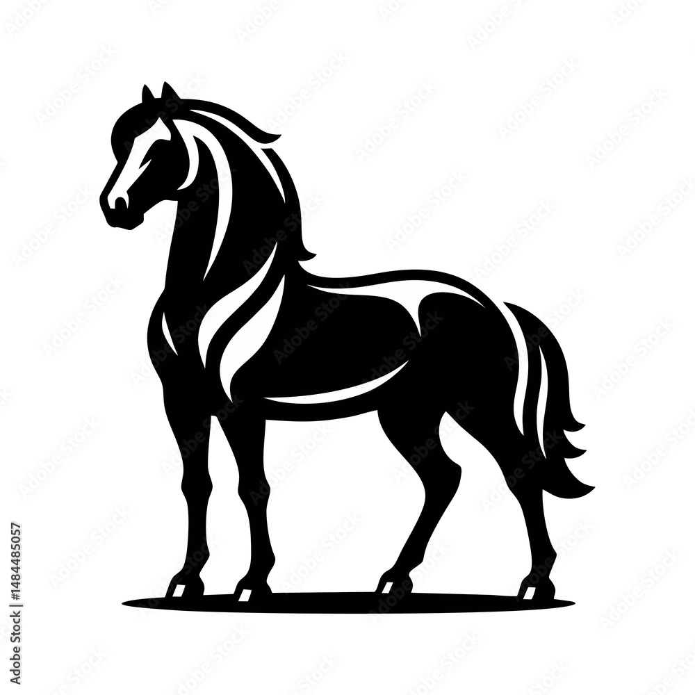 Obraz premium Traditional Vector Art of Rearing Horse in Monochrome for Tattoo Poster or Equestrian Brand Featuring Strong Elegant Pose