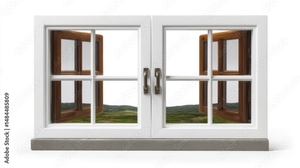 Obraz premium Acrylic window with back view isolated on white background. Generative AI