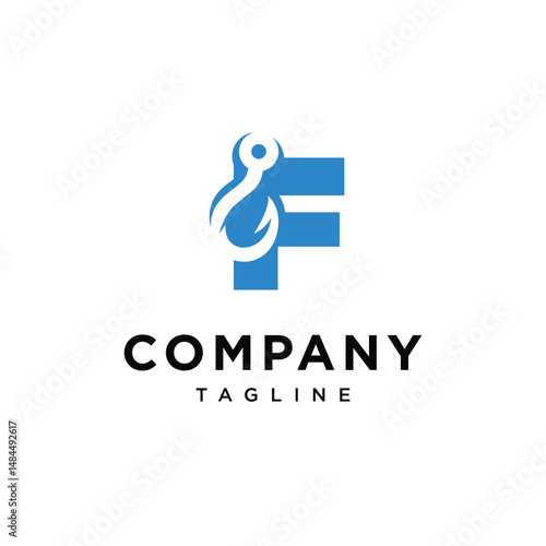 Letter F Hook Logo Icon Vector
