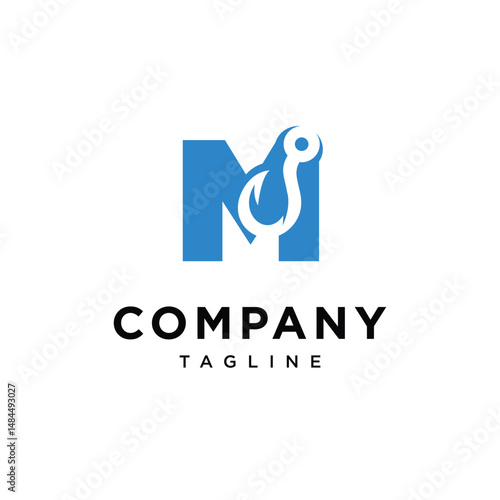 Letter M Hook Logo Icon Vector