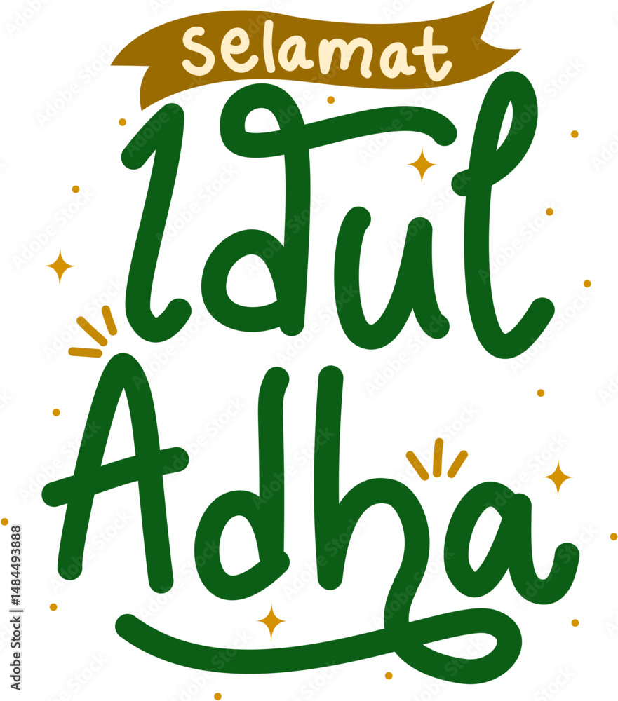 Naklejka premium Eid al-Adha Lettering In Indonesia, Happy Eid al-Adha In Indonesia