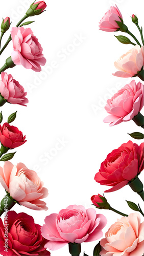 Wallpaper Mural Elegant Carnation Flower Border with Red and Pink Petals on Soft Pastel Background – Ideal for Mother’s Day, Teacher’s Day, Thank You Cards, and Spring Celebration Templates. Torontodigital.ca