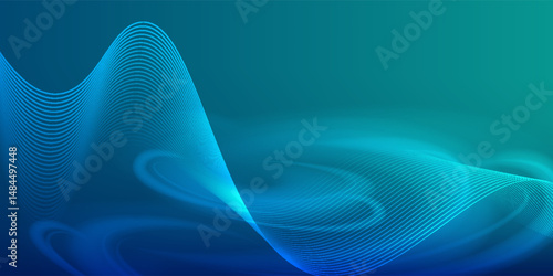 Abstract blue and teal wave background with smooth curves and light gradients, ideal for digital or tech designs.
