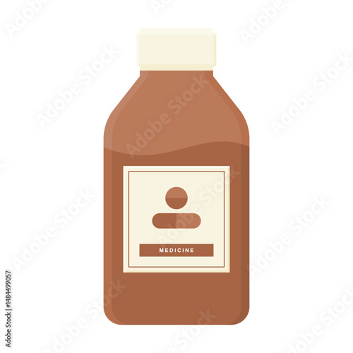 Liquid Medicine Bottle Vector. Liquid Medicine Bottle Icon on White Background. Medicine Bottle for Health.