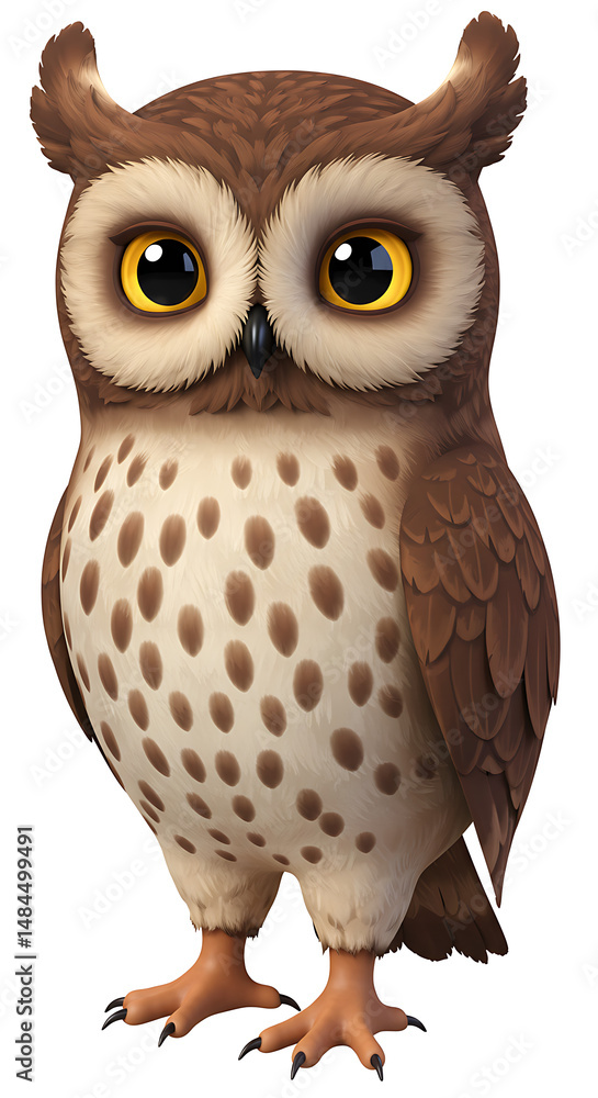 Fototapeta premium Cute brown owl with big eyes