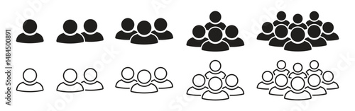 Group of people, person human icon. Single person to multiple
