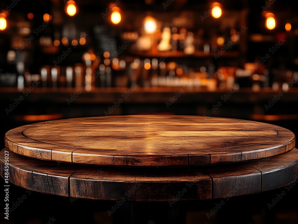 Obraz premium Wooden Table in Bar Background for Product Display