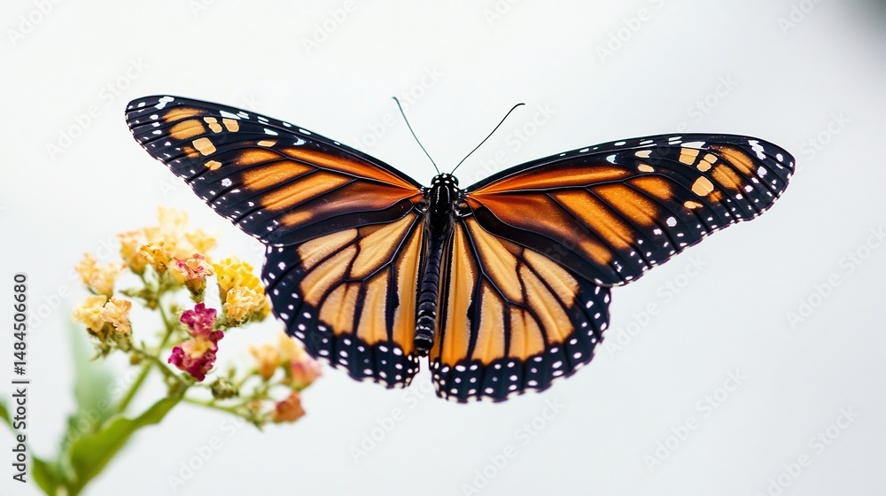 Monarch butterfly in flight wings spread wide with detailed veins and vibrant colors high resolution photography on a white background overlay cut out on isolated transparent removed background Monarch butterfly in flight wings spread wide with detailed veins and vibrant colors high resolution photography on a white background overlay cut out on isolated transparent removed background