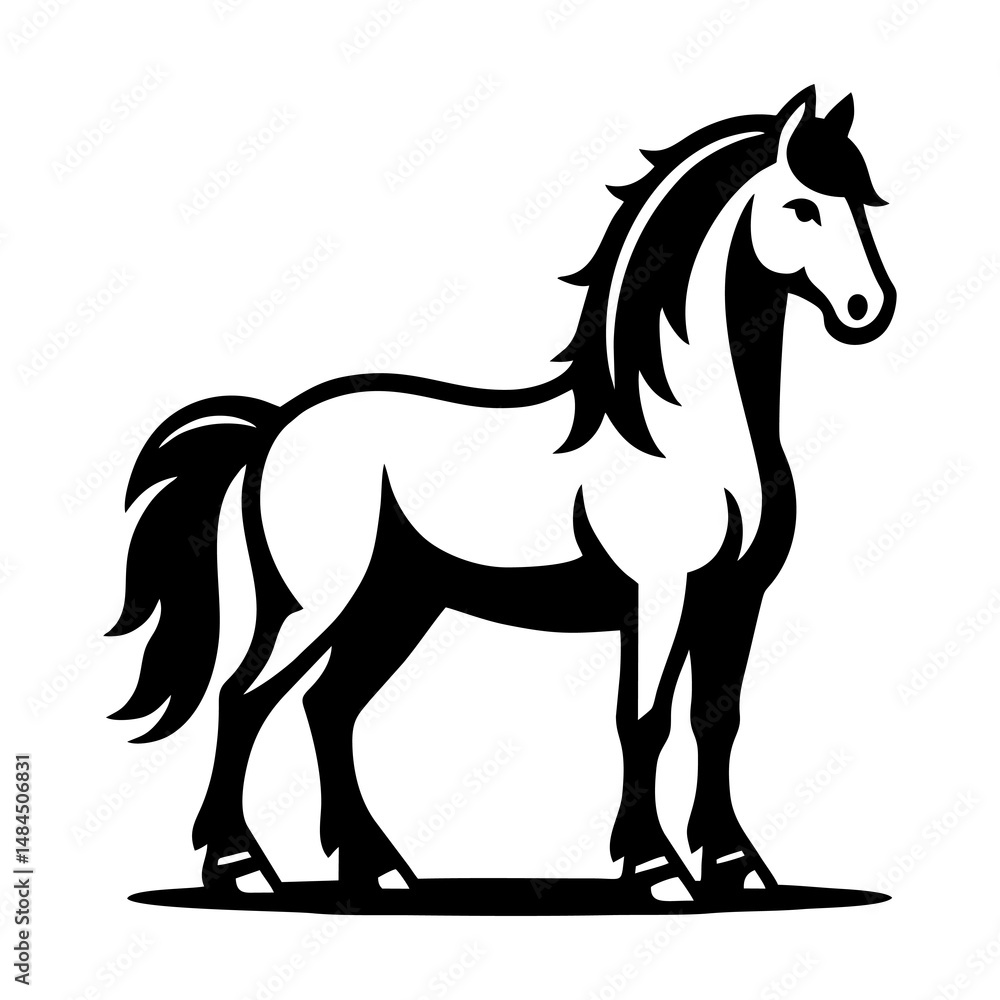 Obraz premium Stunning Rearing Horse in Black and White Vector Style for Poster Art Tattoo Illustration or Farm Themed Branding Identity Design