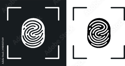 Fingerprint identification icon. Biometric authorization and business security concept. Vector illustration 