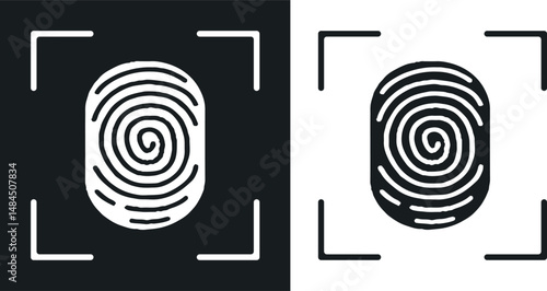 Set of Fingerprint patterns, clear lines and swirls. Human thumbprint. Icon, pictogram, logo