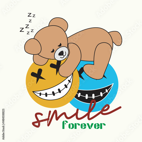 Sleepy Bear on Emo Smiley Balls – Smile Forever