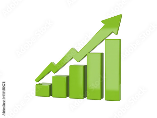 Green bar graph with upward arrow isolated on a transparent background Free Download Green bar graph with upward arrow isolated on a transparent background - GFXLoad