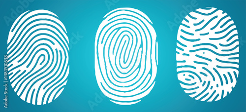 Abstract Bio-metric Icon Detailed for Fingerprint Scan Biometric Concept Icon on Blue Background.