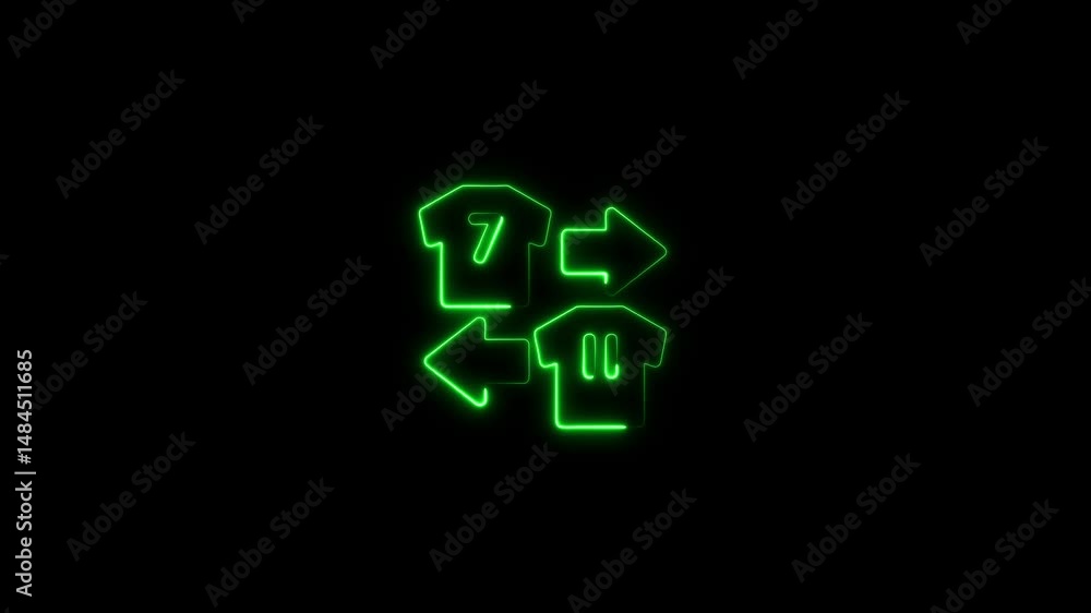 glowing neon substitution icon animation black background. 4K Video motion graphic animation. glowing neon substitution icon animation black background. 4K Video motion graphic animation.