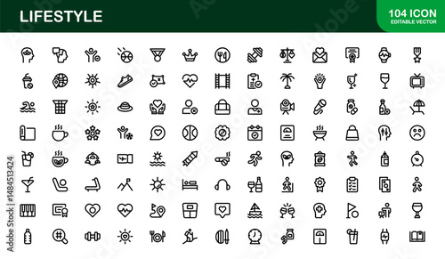 Lifestyle Icon Collection. Clean Line Art for Health, Fitness, Travel, and Personal Growth Themes