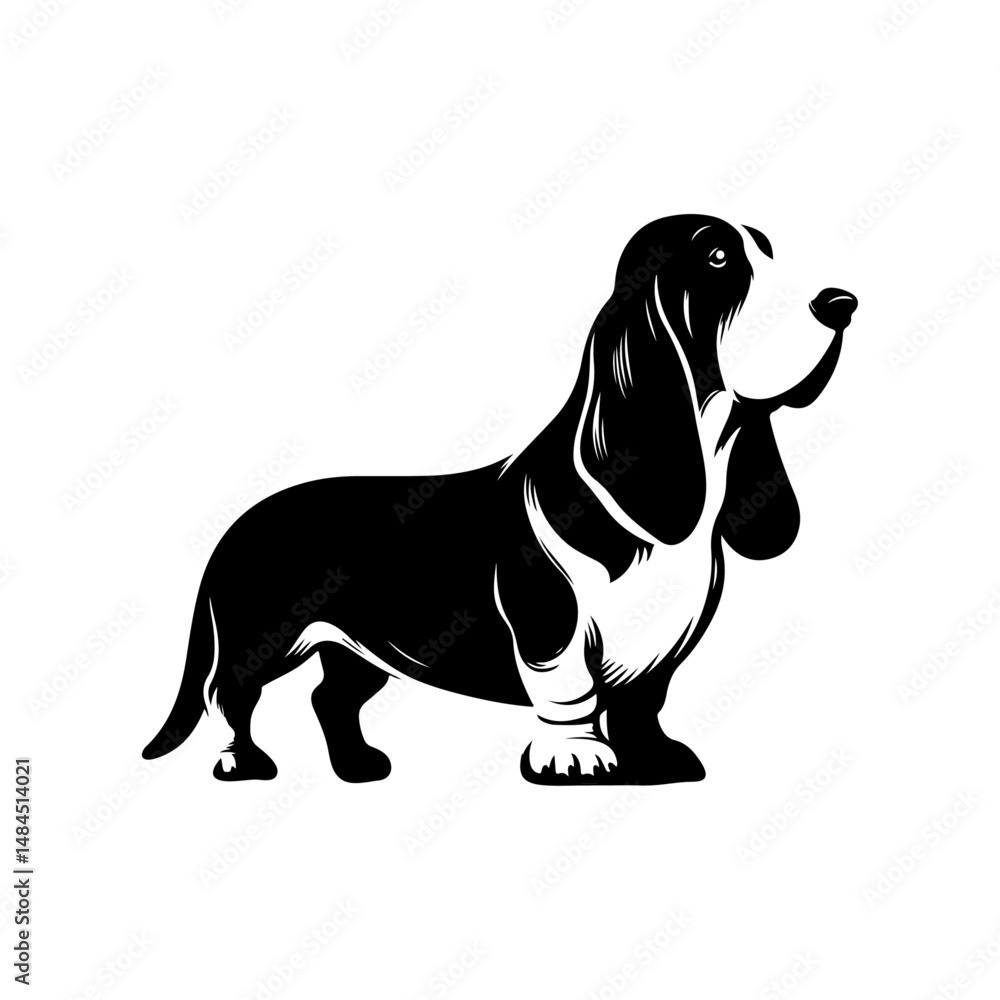 basset Hound dog silhouette vector file. basset Hound dog silhouette vector file.