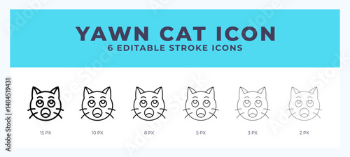 Yawn cat icon with editable stroke. Outline icon vector illustration.