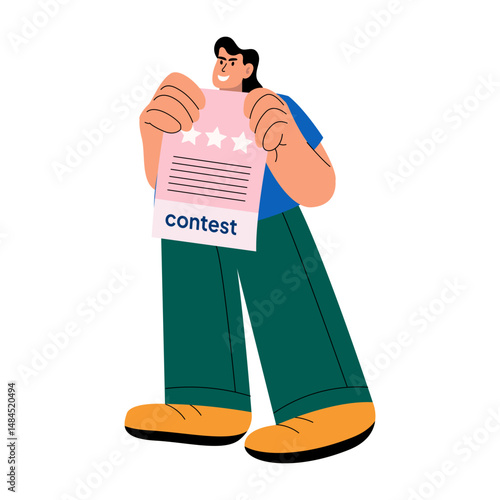 A flat style illustration of contest paper