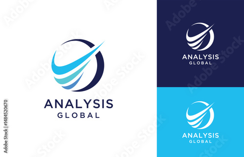 Digital technology global financial growth analysis logo design 