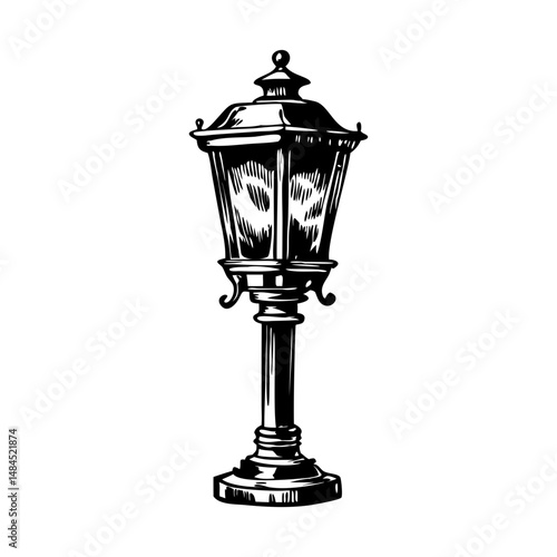 A glyph style icon of glowing garden lamp 