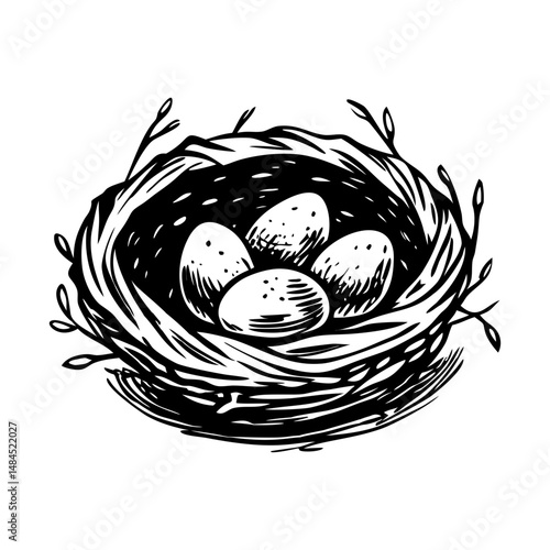 A sketchy style icon of bird egg nest