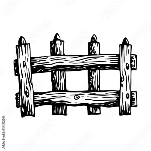 A sketchy style icon showing wooden garden fence