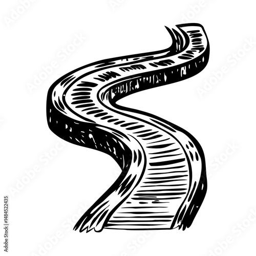A drawing style icon of narrow winding path