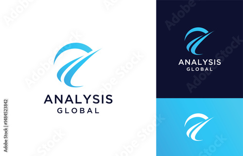 Digital technology global financial growth analysis logo design 