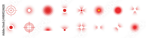 Vector Pain Circles isolated on white. Ache spots collection.