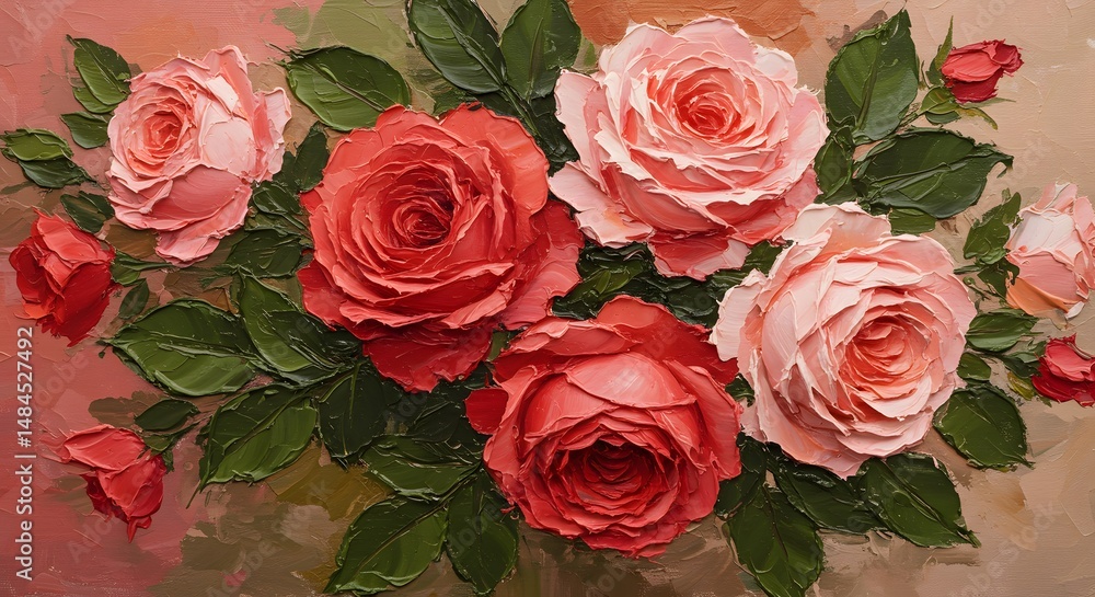 Impasto Roses: A Romantic Floral Still Life Painting