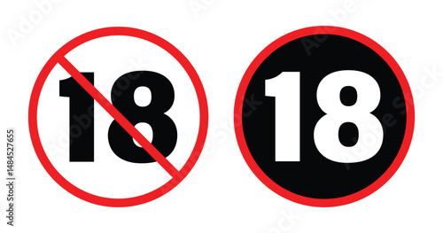 No Under 18 Allowed and 18 Plus Only Vector Icons