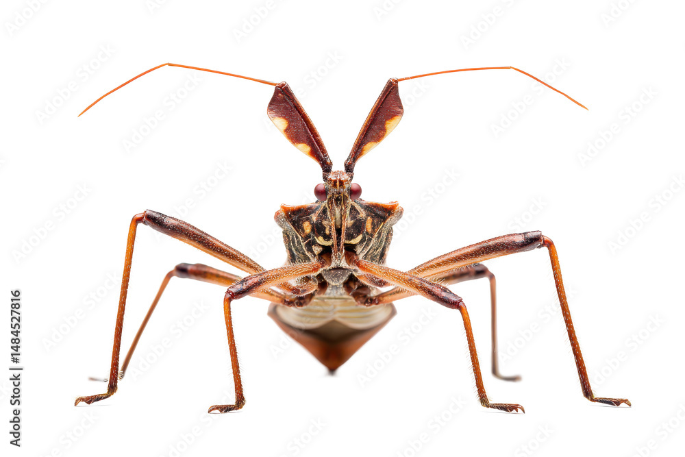 Obraz premium Close-up Detailed Studio Shot of an Assassin Bug Isolated on White Background