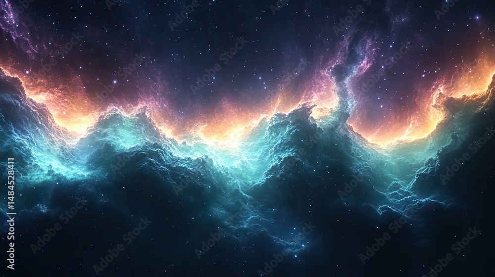 Obraz premium A breathtaking view of the Aurora Borealis, with vibrant green and purple lights dancing across the Arctic night sky