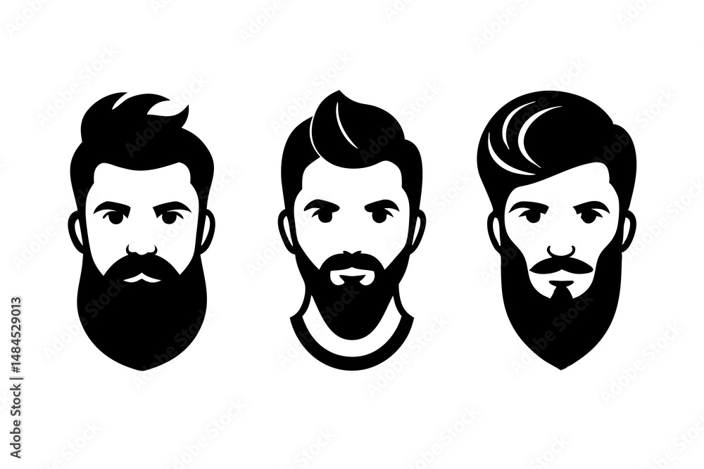 Vector art collection of diverse cartoon people faces with various expressions, including smiling men, sad women, and boys with beards and mustaches Vector art collection of diverse cartoon people faces with various expressions, including smiling men, sad women, and boys with beards and mustaches