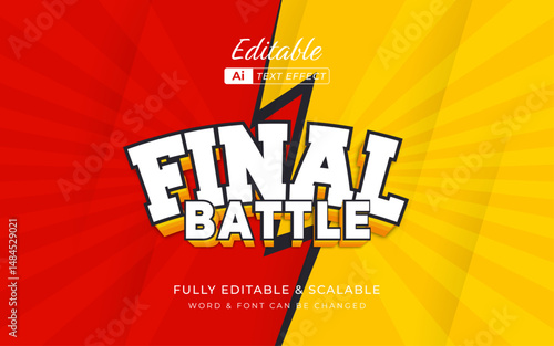 final battle comic text effect. editable vector font