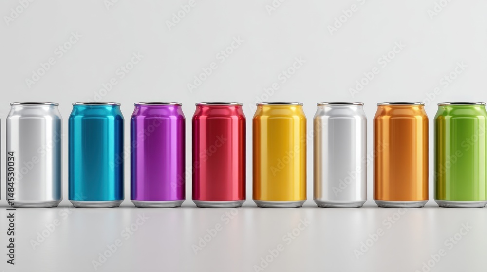 Row of colorful aluminum cans Row of colorful aluminum cans