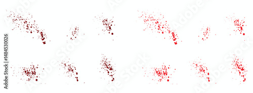 Set of gradient red blood splash isolated background element design