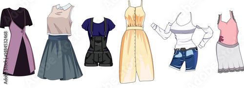 Women Clothes Collection Without Model Vector Art