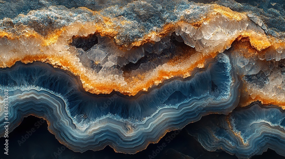 Obraz premium A close-up of the intricate patterns on the surface of a geode