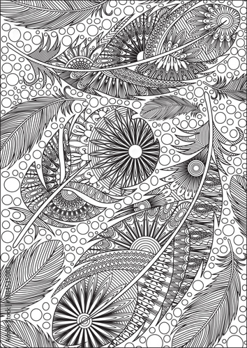 Photography Adult Feather Coloring Page Line Art Vector