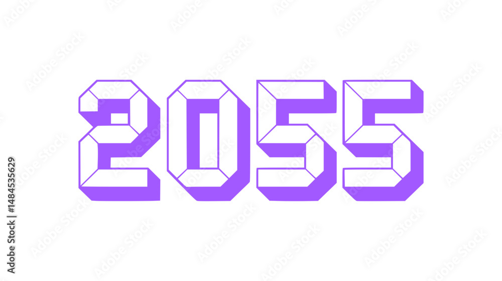 2055 Purple Isometric Year Design 2055 Purple Isometric Year Design