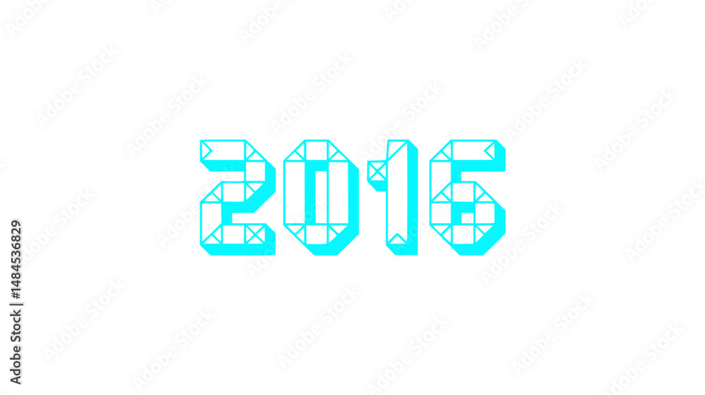 2016 Geometric Cyan Year Design 2016 Geometric Cyan Year Design