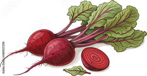 Beetroot vector design, Beetroot with beetroot slice in white background Illustration vector design