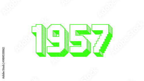 1957 Retro Green Pixel Art Year