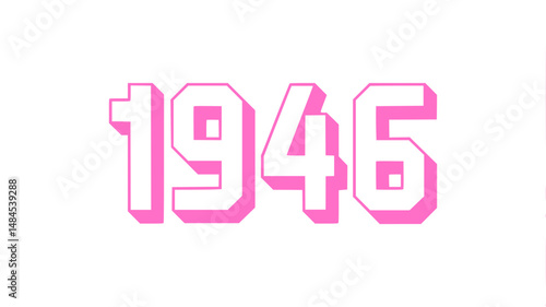 Pink 1946 Year Number Design