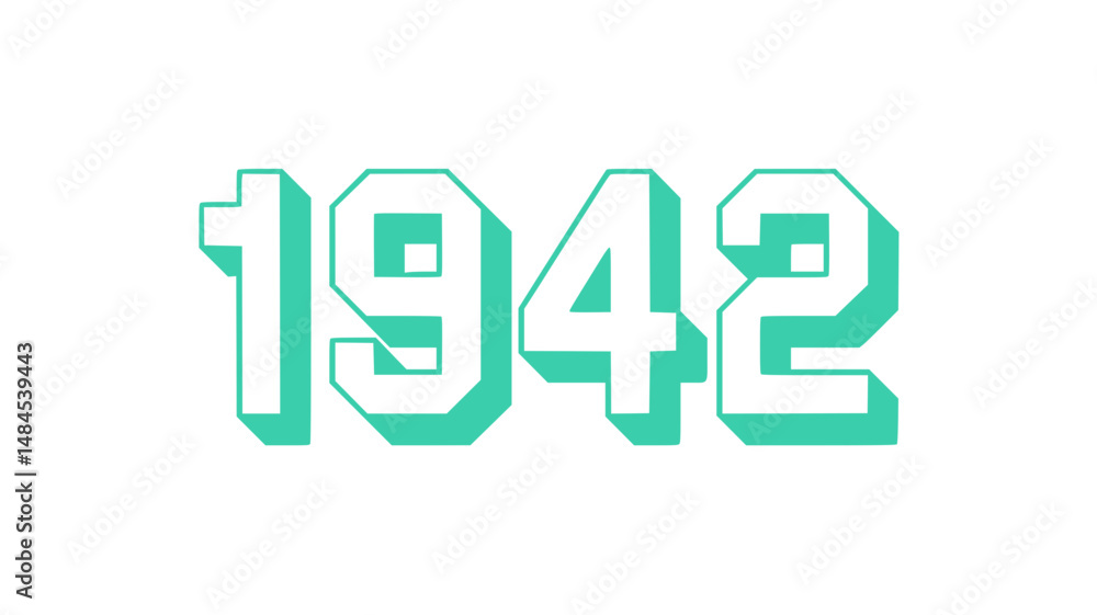 1942 Teal Year Number Design 1942 Teal Year Number Design