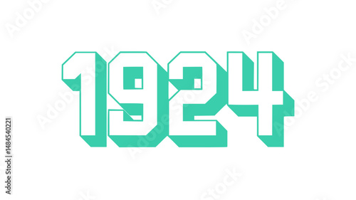 Teal 1924 Year Number Graphic Design